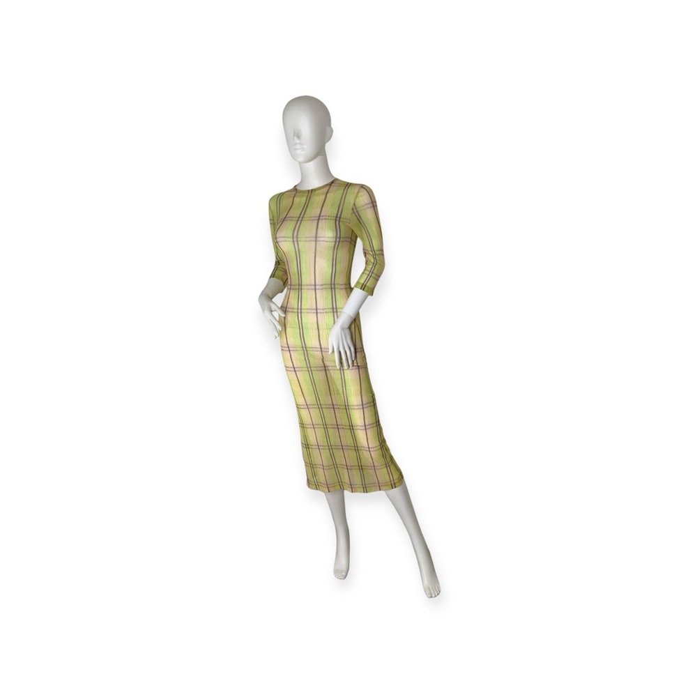 SUPRIYA LELE Green Plaid Sheer Dress
